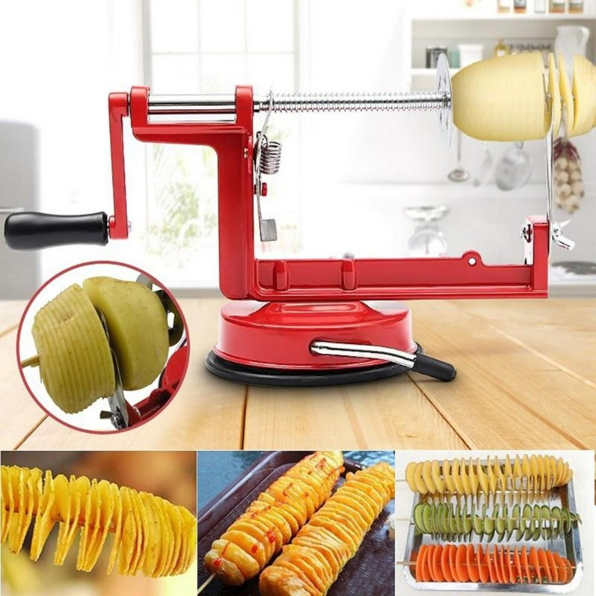 Manual Twisted Potato Spiral Slicer – Stainless Steel Apple & Vegetable Spiral Cutter