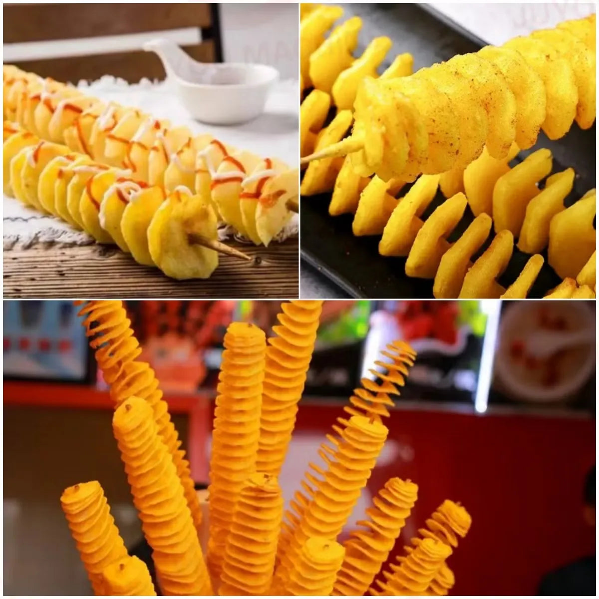 Manual Twisted Potato Spiral Slicer – Stainless Steel Apple & Vegetable Spiral Cutter