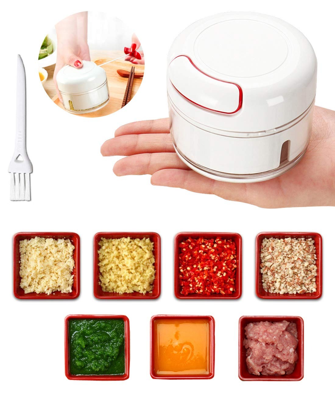 Multifunctional Manual Hand Pull Food Chopper – Mini Speedy Vegetable & Onion Chopper with Stainless Steel Blades