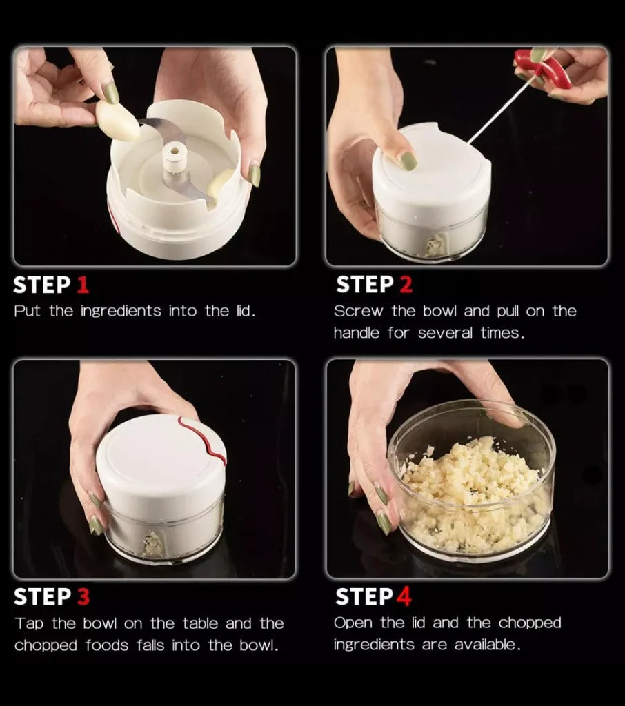 Multifunctional Manual Hand Pull Food Chopper – Mini Speedy Vegetable & Onion Chopper with Stainless Steel Blades