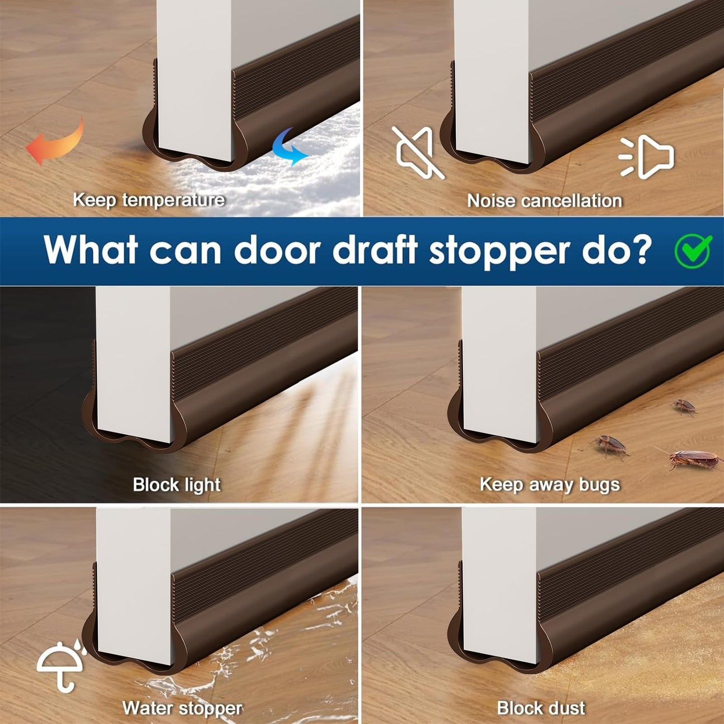 Door Draft Stopper & Water Blocker – Under Door Seal for Dust, Cold Air & Noise Protection