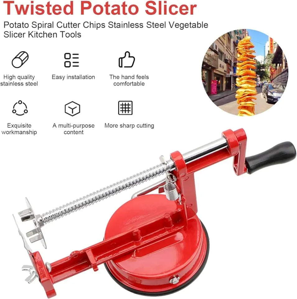 Manual Twisted Potato Spiral Slicer – Stainless Steel Apple & Vegetable Spiral Cutter
