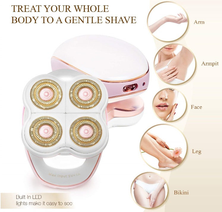Multifunction Electric Shaver for Women – 4-in-1 Painless Hair Remover, Lady Electric Razor for Face, Legs & Body, Rechargeable Women's Hair Trimmer
